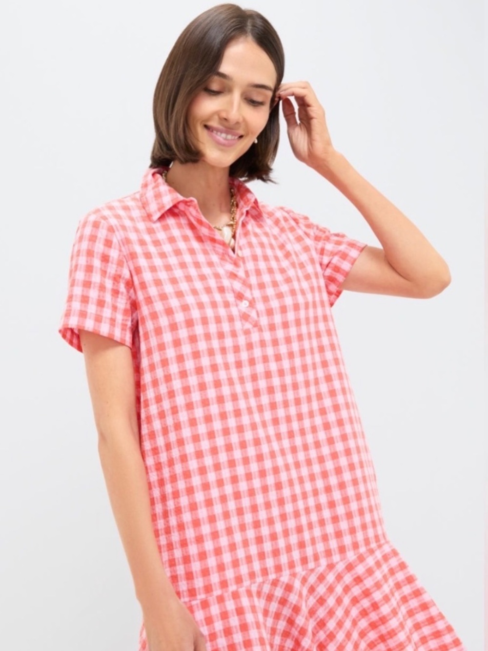 Tuckernuck Orange and Pink Seersucker Short Sleeve May Dress